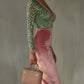 Pink velvet leopard print midi dress