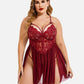Plus Size V Neck Mesh Side Slit Babydolls