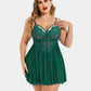 Plus Size V Neck Mesh Side Slit Babydolls