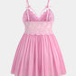 Plus Size V Neck Mesh Side Slit Babydolls