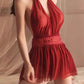 Sexy Deep V Halter Neck Backless Mesh Lace Nightgown