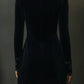 Retro Black Velvet Embroidered Lace Trim Mini Dress