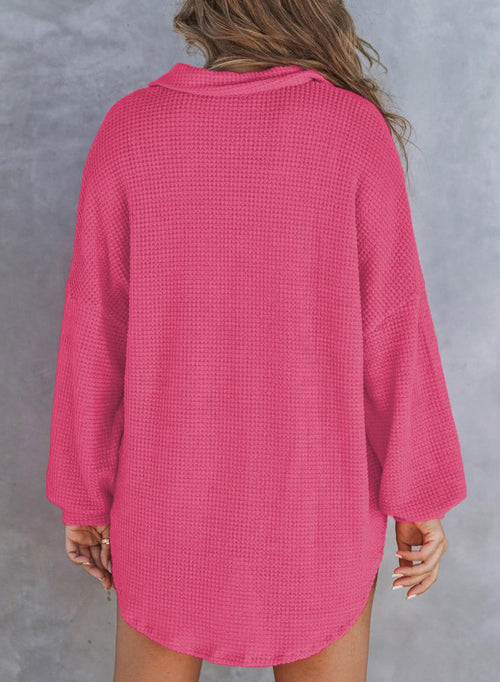 2024 New Women's Waffle Knit Henley V Neck Shirt Jacket(buy 2 10% OFF)