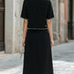 Elegant Pearl-Trimmed Two-Piece Midi Skirt Set