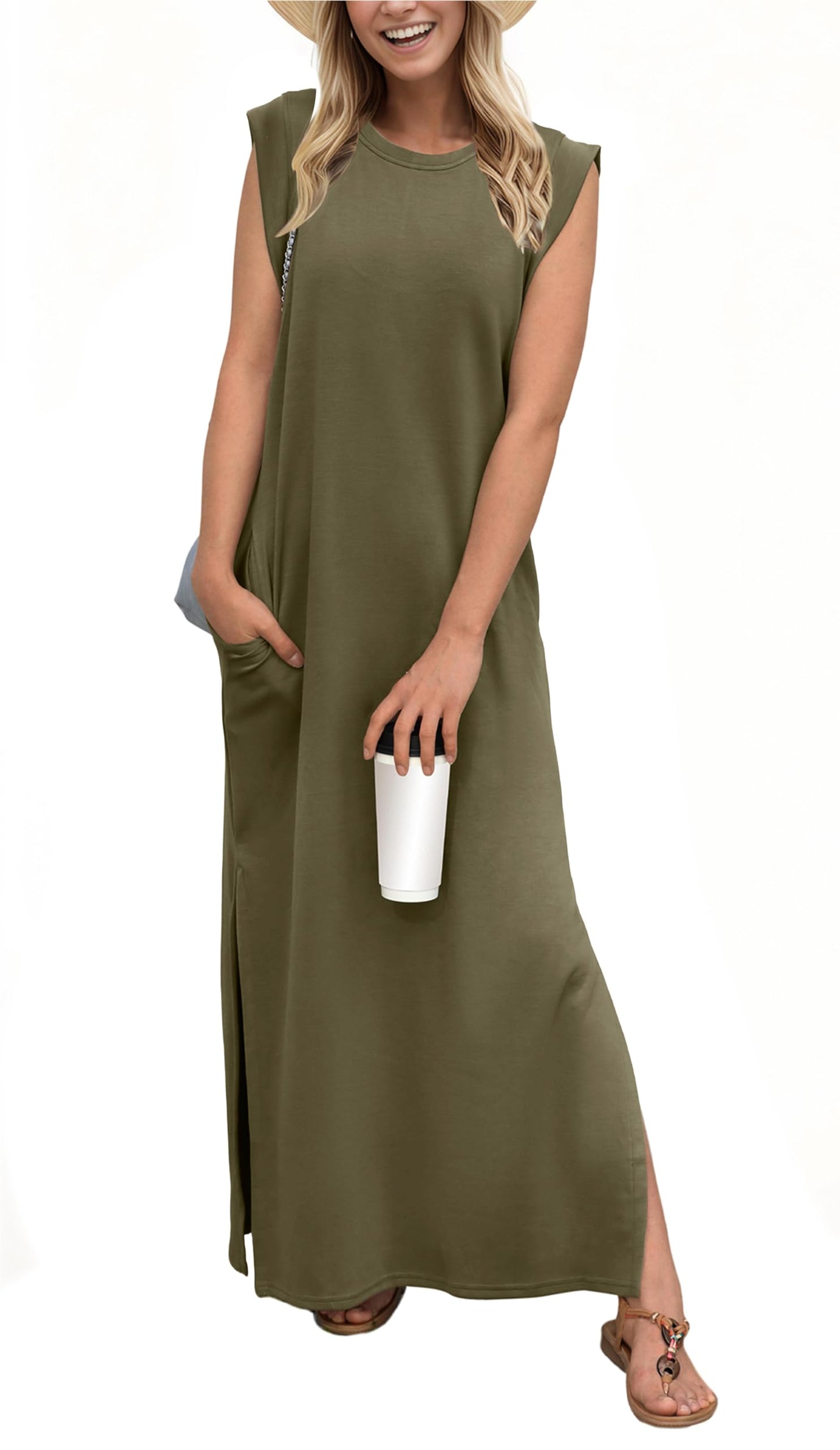 Hot Sale-Women Summer Casual Loose Split Wrinkle-Free Long Dress(Buy 2 Free Shipping)