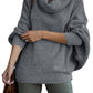 2024 Fall sale!!Women's Cowl Neck Batwing Sleeve Pullover Sweater with Pockets(50% OFF)