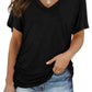 Limited time sale🔥Women's Short Sleeve V Neck Dolman Tops with Side Shirring