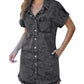 Limited time sale🔥Women's Button Down Frayed Hem Denim Shirt Dresses