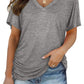 Limited time sale🔥Women's Short Sleeve V Neck Dolman Tops with Side Shirring