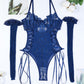 Criss Side Tie Sheer Floral Lace Bodysuits