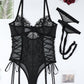 Criss Side Tie Sheer Floral Lace Bodysuits