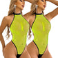 Hollow Sheer Mesh Halter Bodysuit