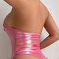 Leather Halterneck Bodysuit With Stockings