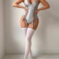 Leather Halterneck Bodysuit With Stockings