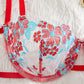 Sexy Flower Embroidered Mesh Lace Gathered Bra Set