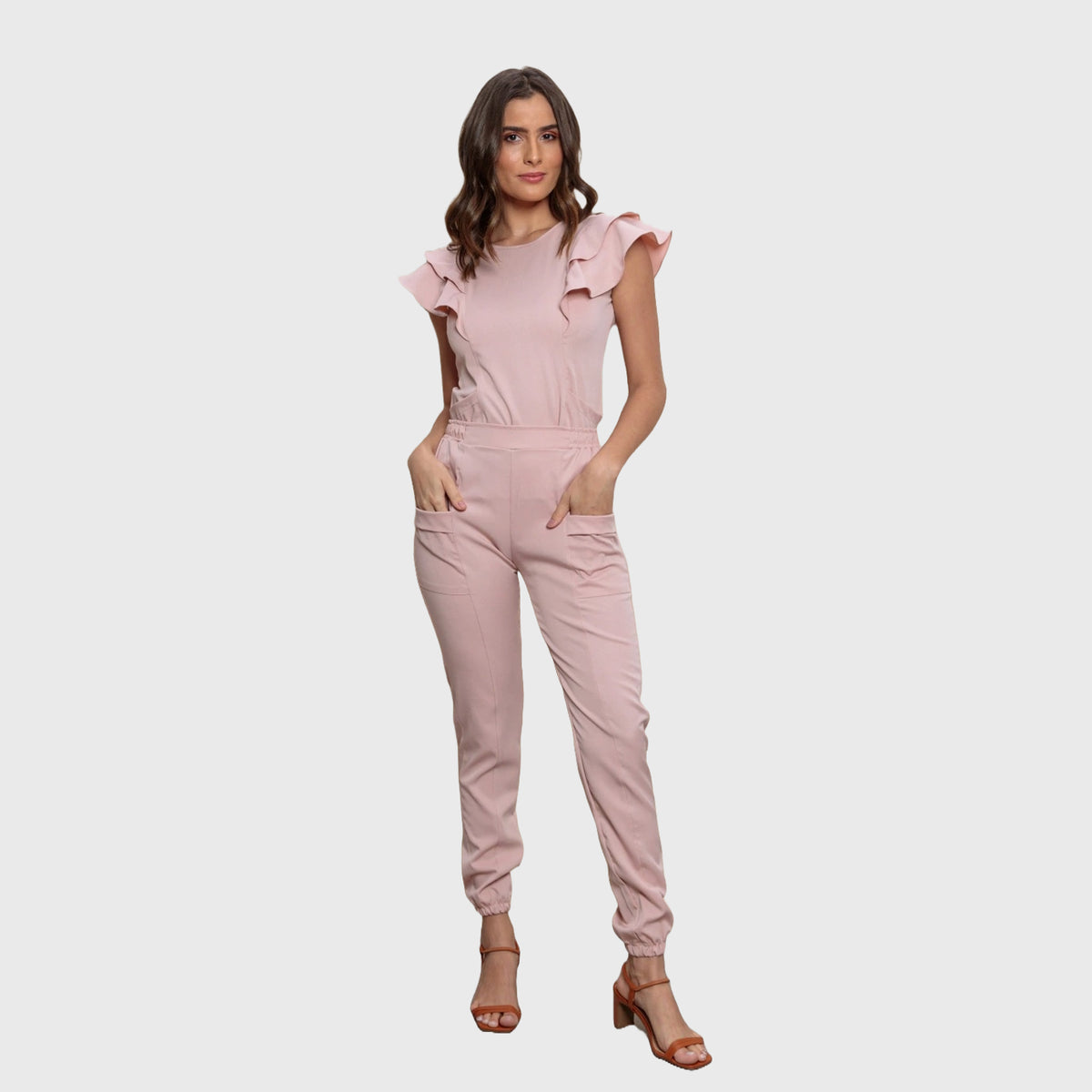 Women's Two Pockets Scrub Pants with Leg Elastics