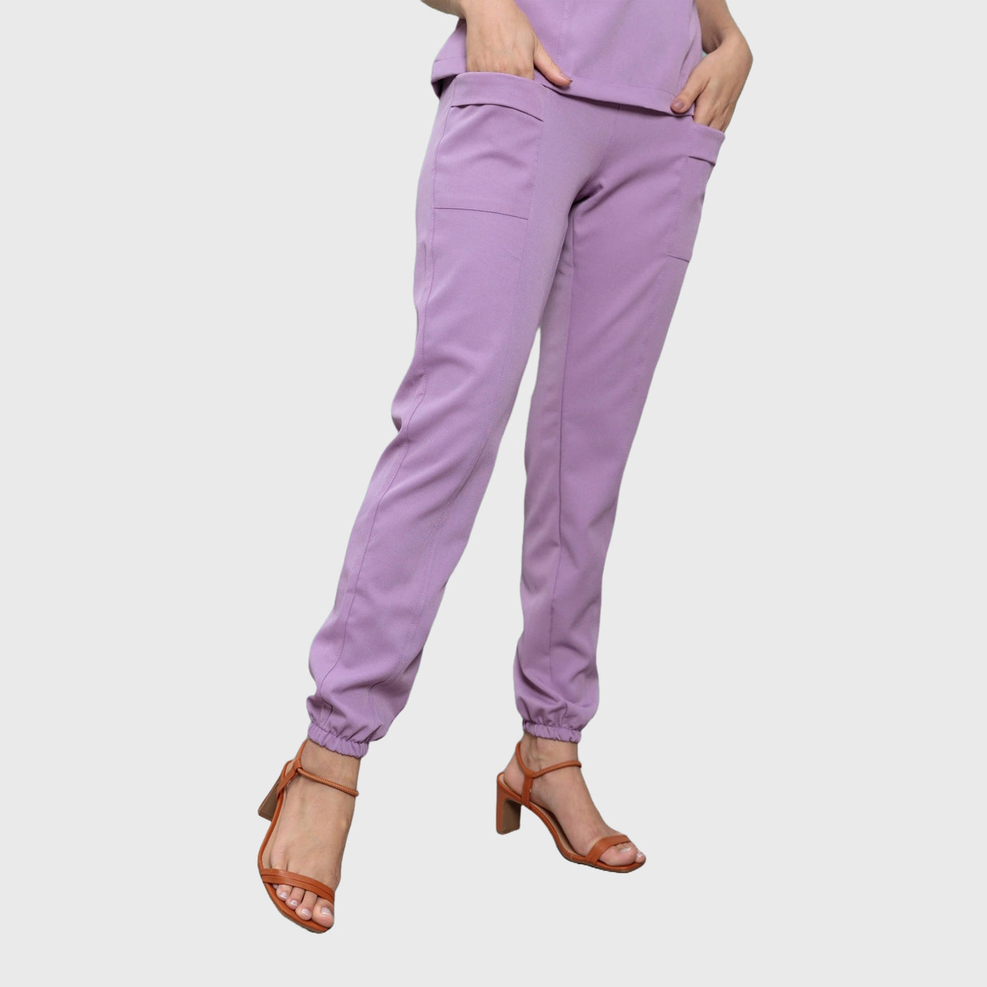 Women's Two Pockets Scrub Pants with Leg Elastics