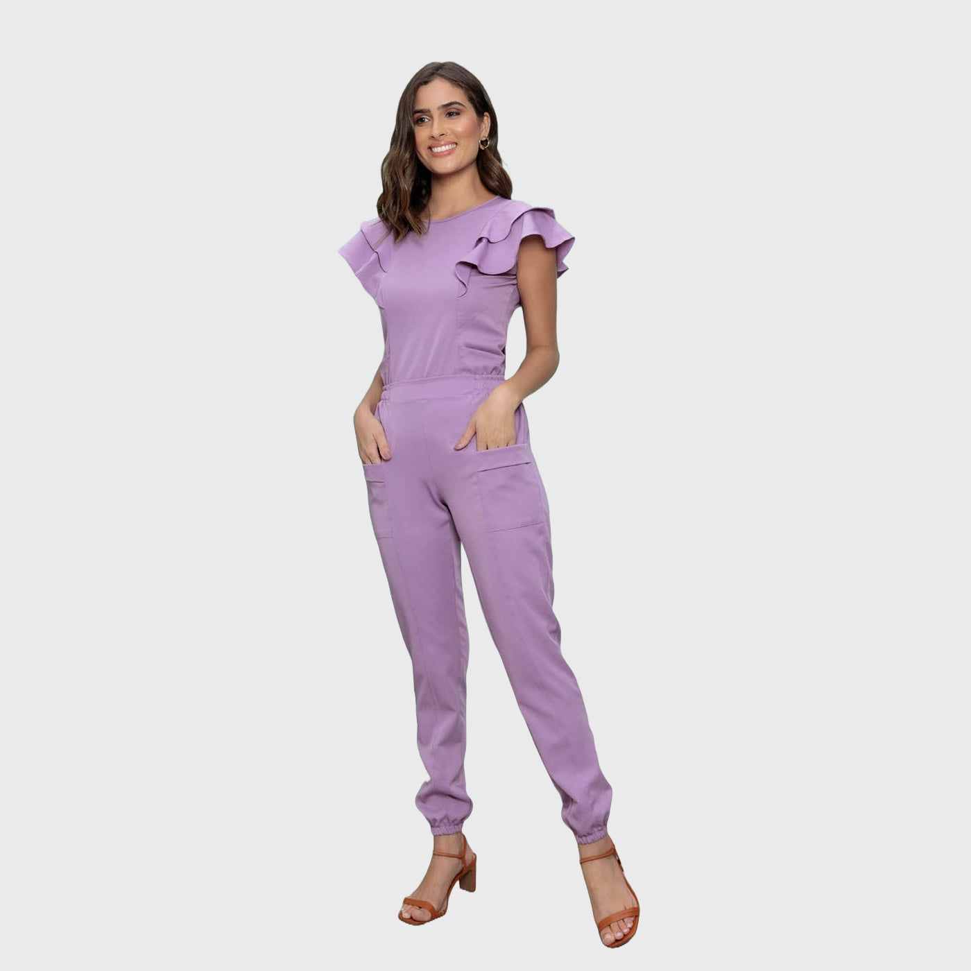 Women's Two Pockets Scrub Pants with Leg Elastics