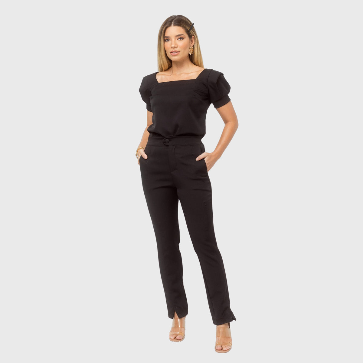 Women's Modern Elastic Waistband Hem Slit Scrub Pants™