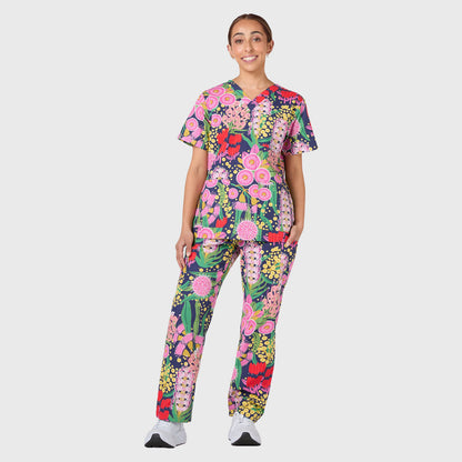 Women's Fantasy Flowers Printed Scrub Set NSP10