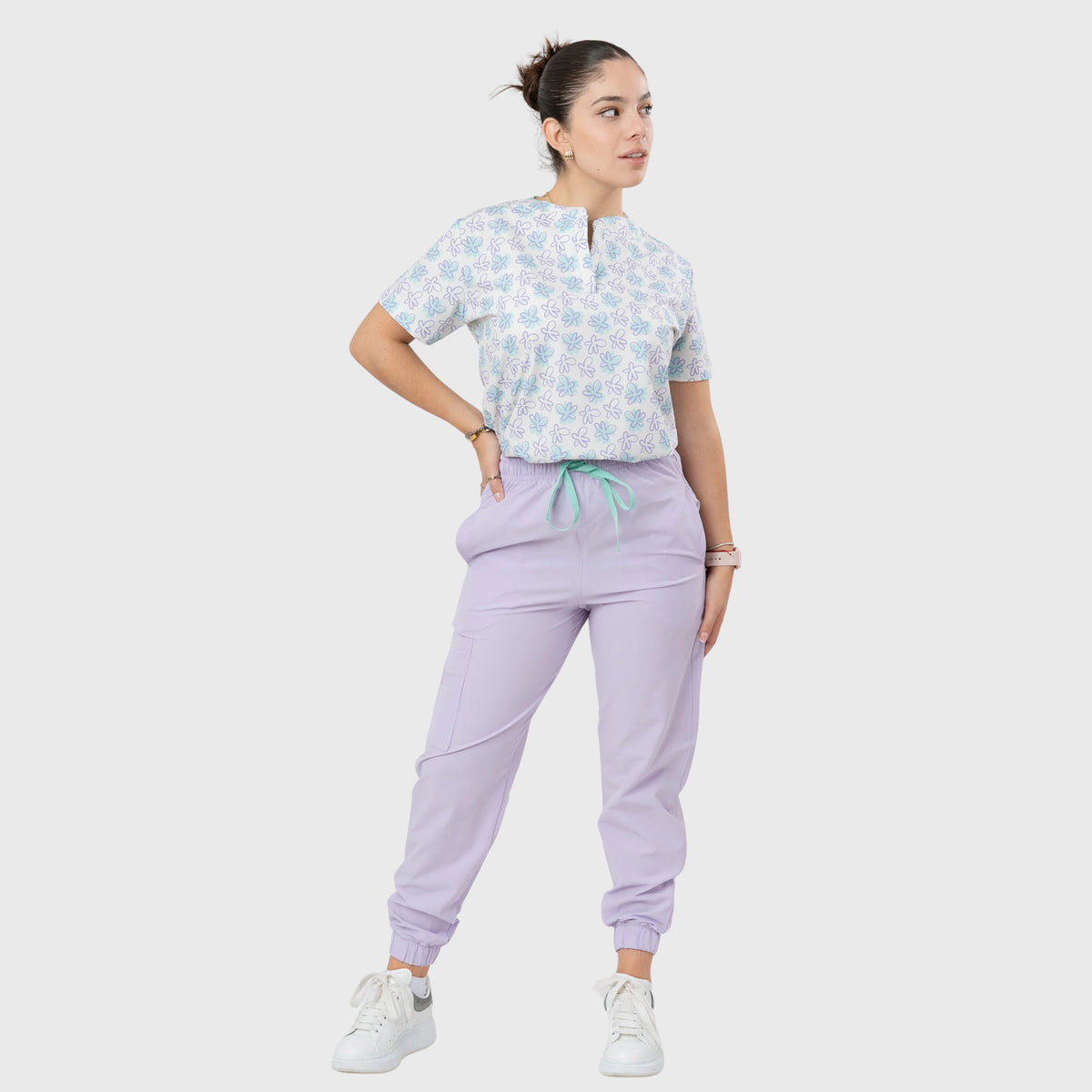 Women's Hawaiian Blue Printed Scrub Set NST15
