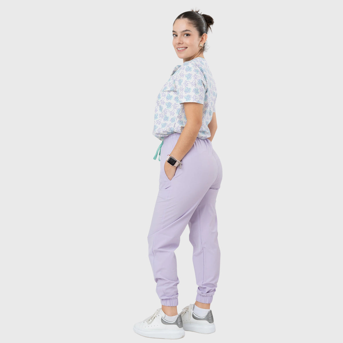 Women's Hawaiian Blue Printed Scrub Set NST15