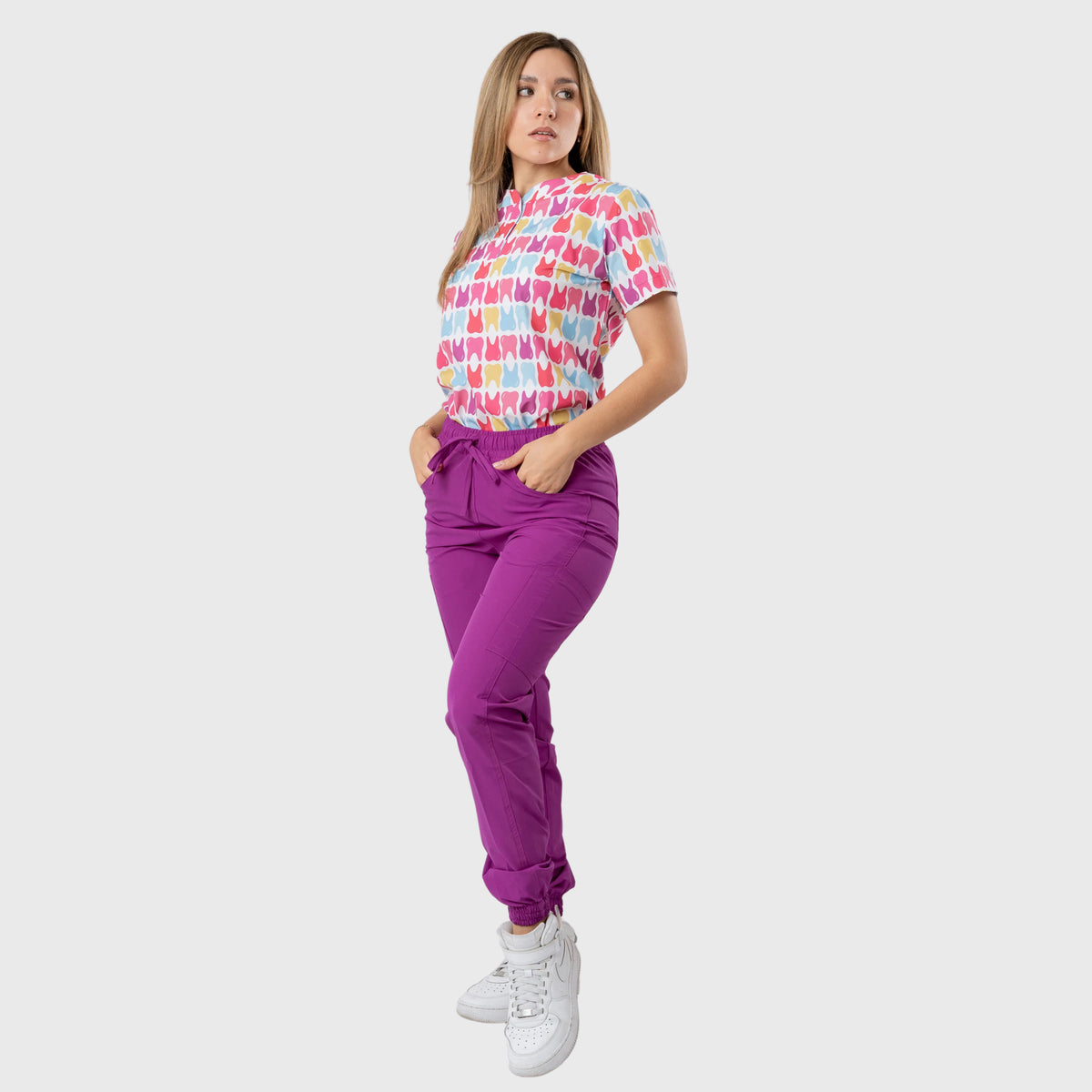 Women's Cute Dental Care Printed Scrub Set NST16