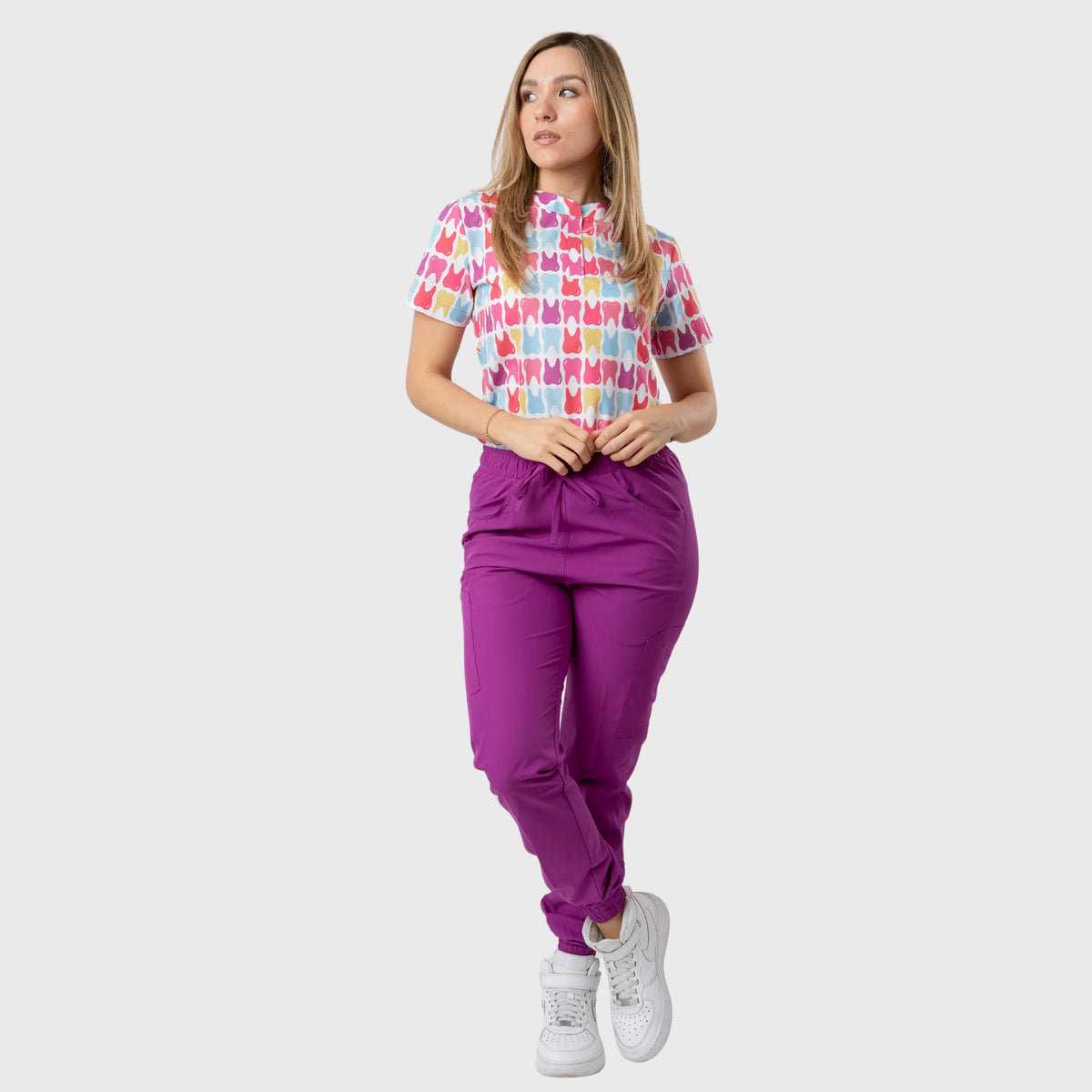 Women's Cute Dental Care Printed Scrub Set NST16