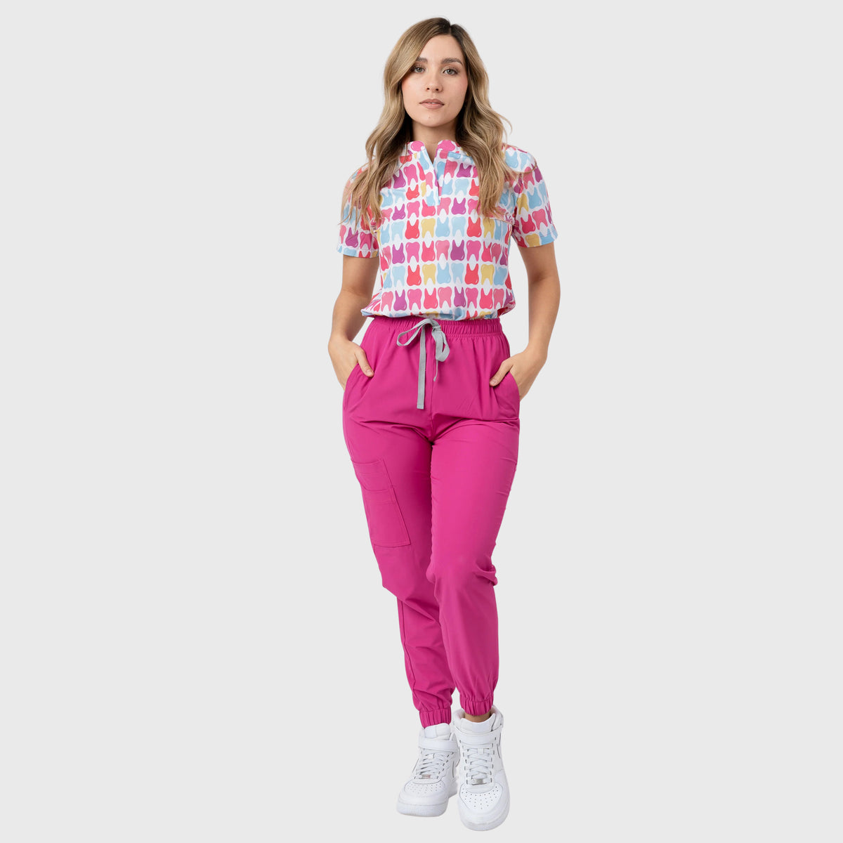 Women's Cute Dental Care Printed Scrub Set NST16