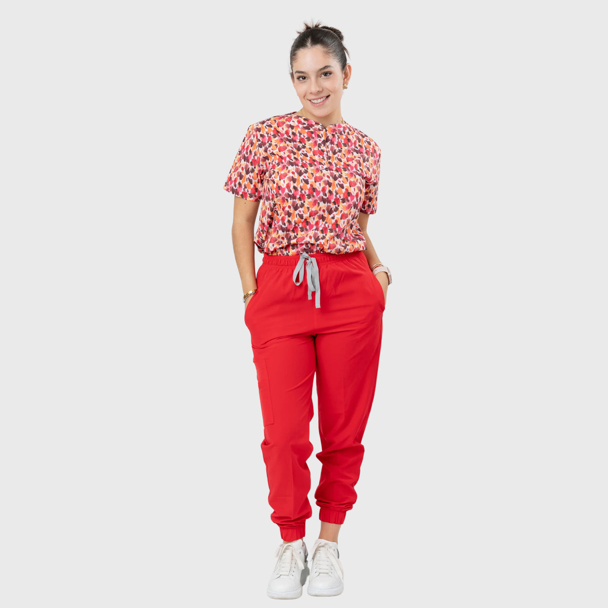 Women's Watercolor Leopard Printed Scrub Set NST18