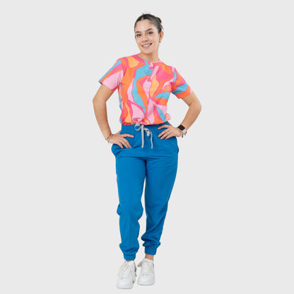 Women's Tropical Vibe Printed Scrub Set NST19
