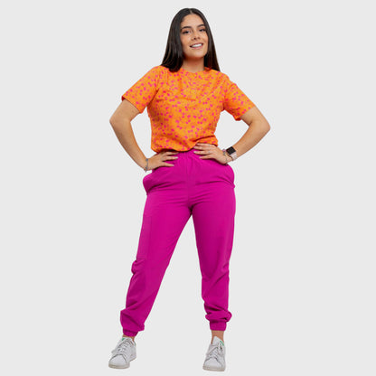 Women's Orange Flower Printed Scrub Set NST26