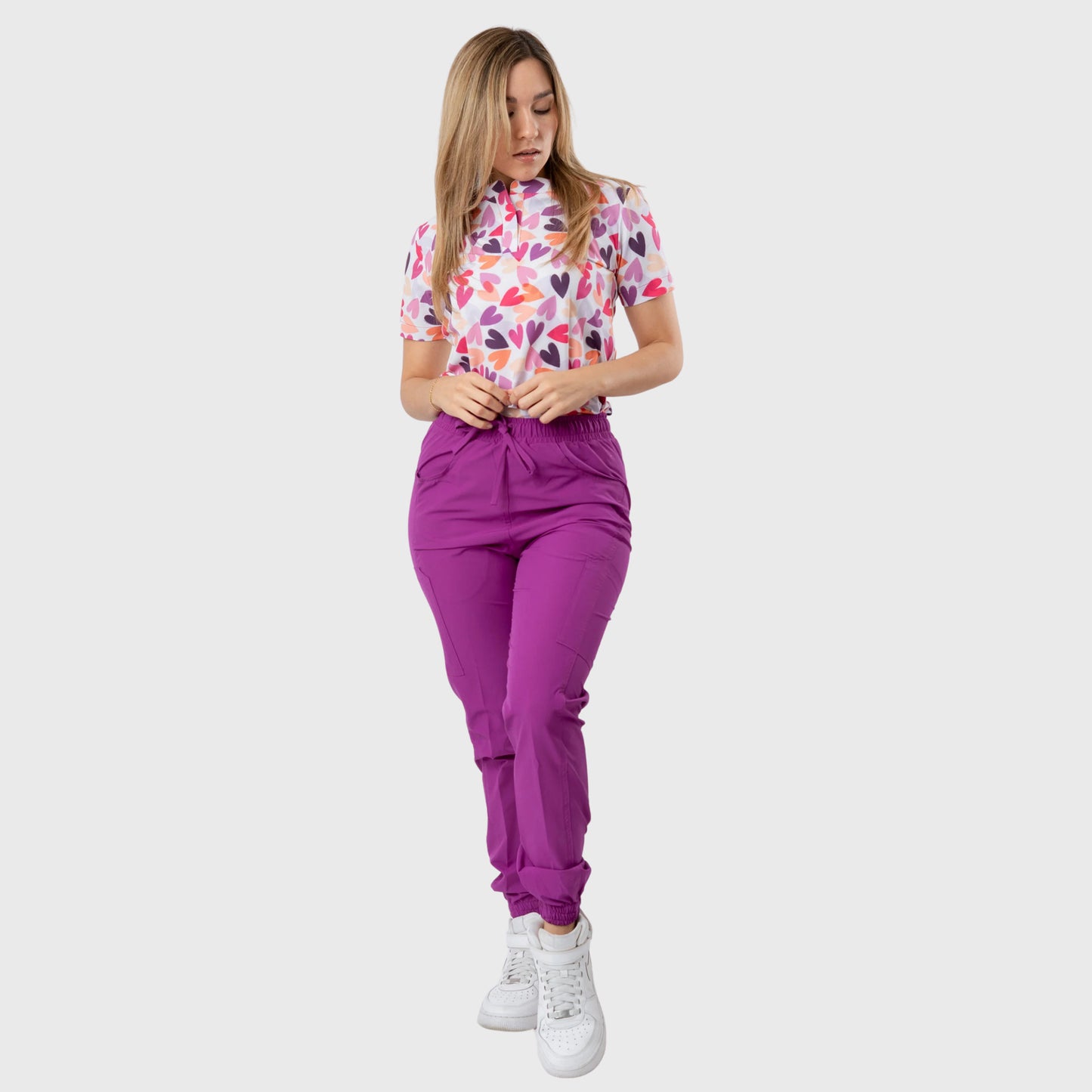 Women's Love Hearts Printed Scrub Set NST4