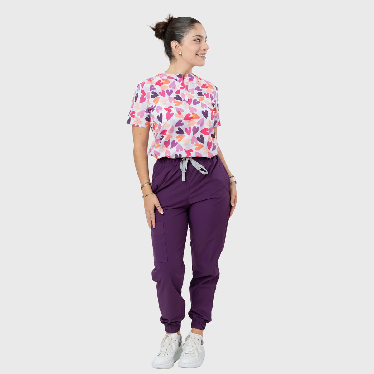 Women's Love Hearts Printed Scrub Set NST4