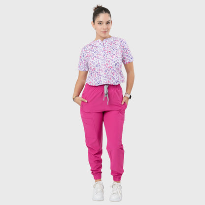 Women's Violet Leopard Printed Scrub Set NST8