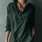 Green Loose Suede Lapel Long Sleeve Midi Dress