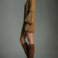 Vintage Loose Suede Turtleneck Mini Dress