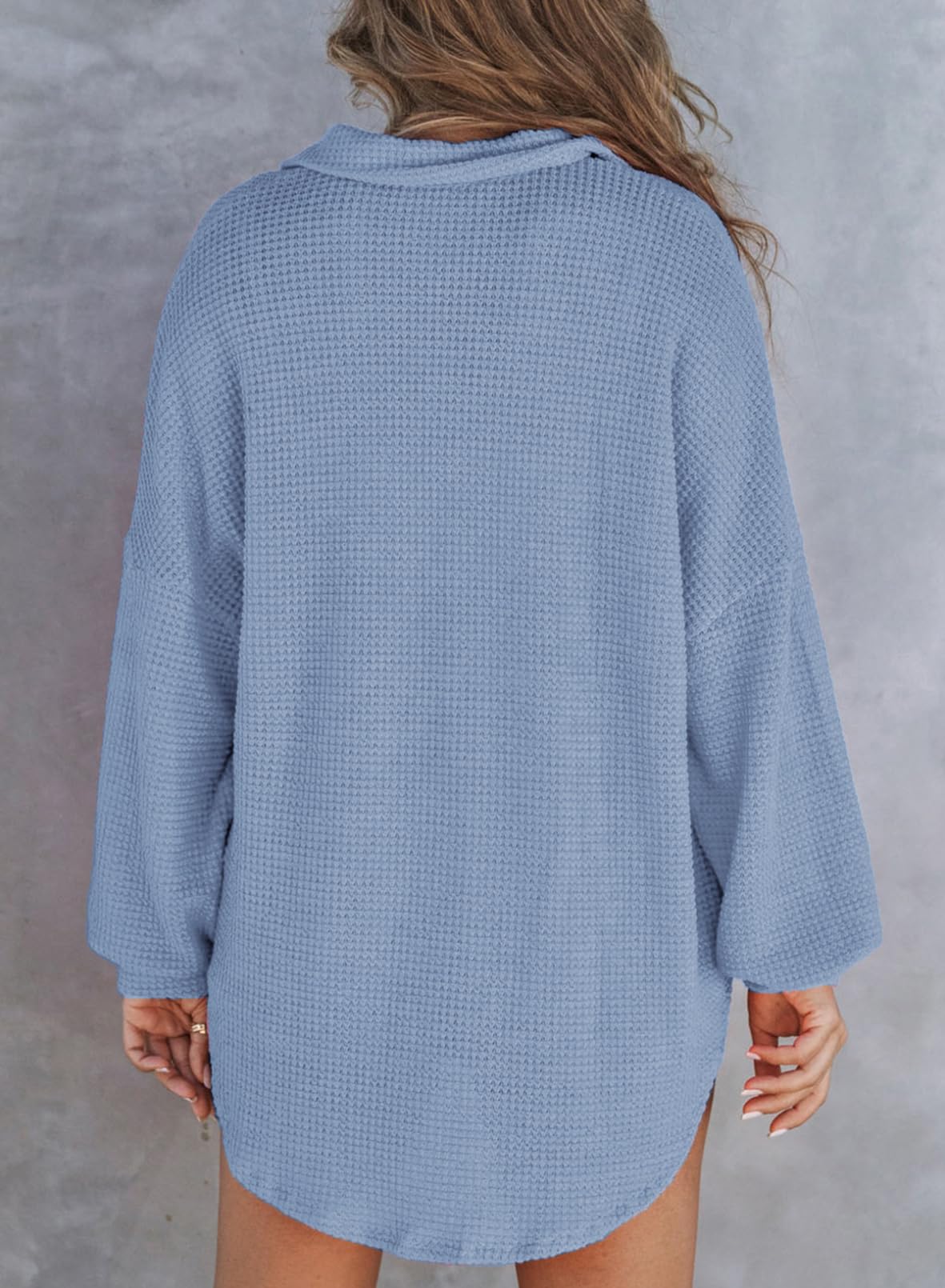 2024 New Women's Waffle Knit Henley V Neck Shirt Jacket(buy 2 10% OFF)