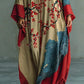 Japanese Red Plum Blossom Print Batwing Sleeve Maxi Dress