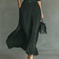 Elegant Pleated Lapel Waisted Long-sleeved Maxi Dress