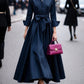 Elegant Long-sleeved Shirt-style Tie Maxi Dress