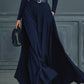 Dark Blue Knitted High-neck Dress