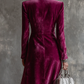Purple Button-Down Velvet Long Blazer Maxi Dress