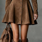Playful Suede Single-breasted Lapel Long-sleeved Mini Dress