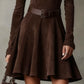Vintage Dark Brown Suede Mock Neck Mini Dress