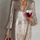 Minimalist Loose Shimmering V-neck Maxi Party Dress