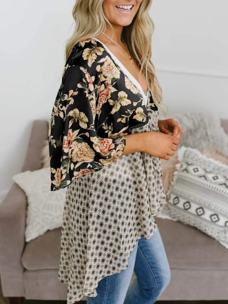 ✨Women's Floral Kimono Ruffle Sleeve Tie Cardigans Flowy Boho Loose Cover Ups