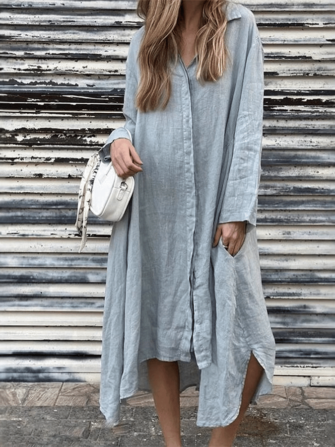 Women's Loose Casual Long Sleeve Shirt Dress