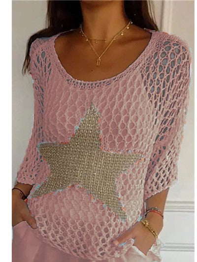 Five-Star Round Neck Hollow Crochet Tops (Buy 3 Free Shipping)