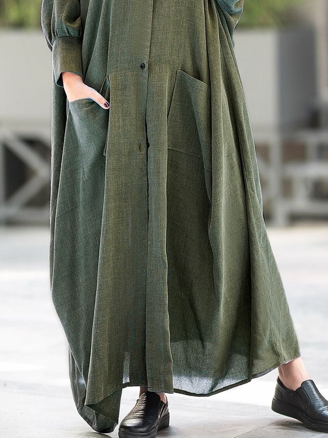 Women's Casual Solid Color Round Neck Long Sleeve Dress